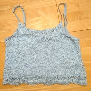 🌈10/$15🌈 Blue Lace Tank Crop Top Size 2